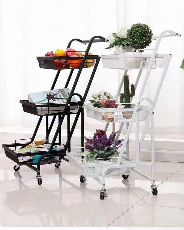 3-Tier Rolling Storage Cart with Wheels – Kitchen & Bathroom Organizer