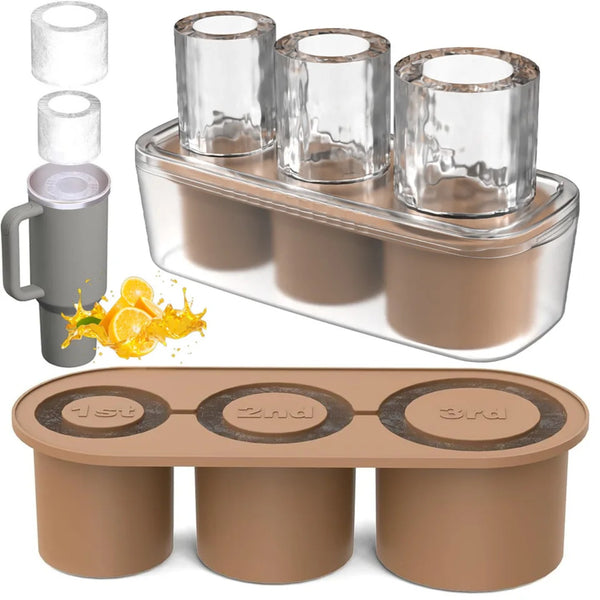 Cylinder Ice Mold for Tumblers – 3 Hollow Ice Sticks with Lid (Fits 20 / 30 / 40 oz)
