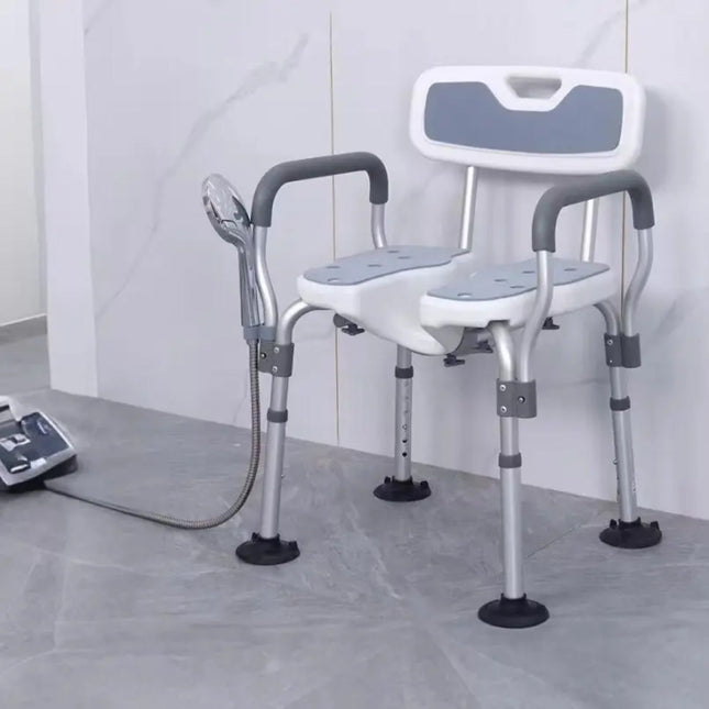 3D Groove Shower Chair with Armrests – Height-Adjustable, 200 kg Capacity