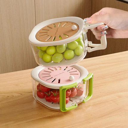 Fruit & Vegetable Drain Storage Box with Handle (Pack of 2)