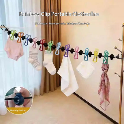 Windproof Stretchy Clothesline with Clips – Portable Travel Washing Line (Pack of 2)