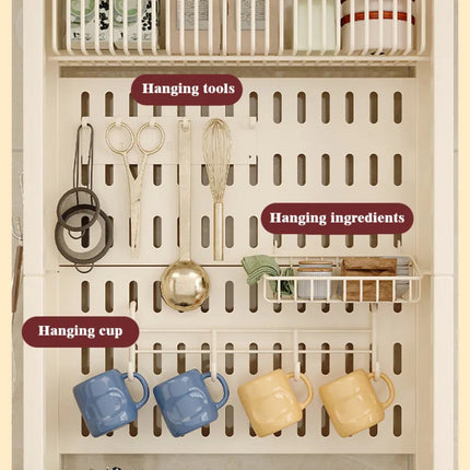 Slim Wall-Side Storage Rack 159.5 cm – Multi-Layer Kitchen & Bathroom Shelf with Hooks