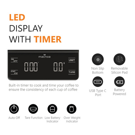 Macnoa Digital Coffee and Kitchen Scale with Timer