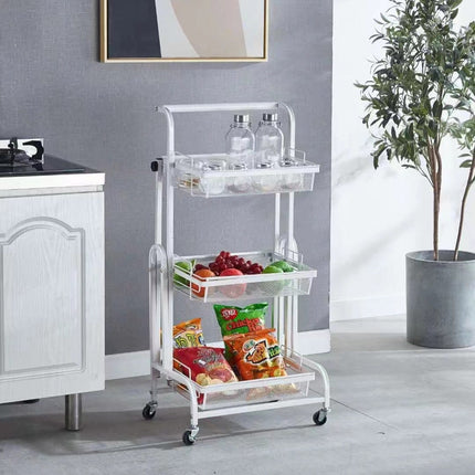 3-Tier Rolling Storage Cart with Wheels – Kitchen & Bathroom Organizer