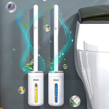 Disposable Toilet Brush Set with Wall Holder – Hands-Free Cleaning (+ Refill Heads)