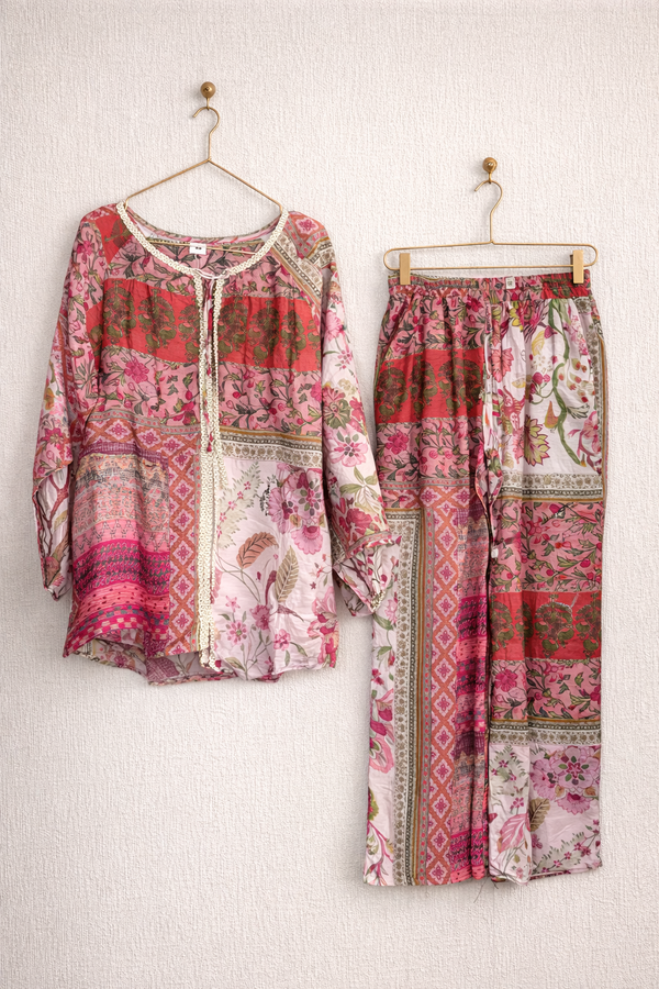 Patchwork Print Sleeveless Maxi Dress – Earthy Tones