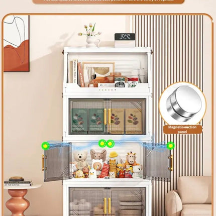 Foldable Storage Cabinet with Clear Doors & Wheels – 47 cm Wide (3 / 4 / 5 Layers)