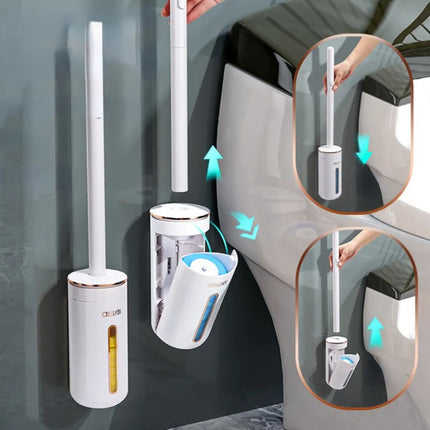 Disposable Toilet Brush Set with Wall Holder – Hands-Free Cleaning (+ Refill Heads)