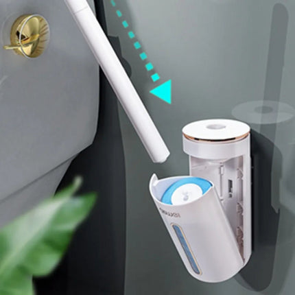 Disposable Toilet Brush Set with Wall Holder – Hands-Free Cleaning (+ Refill Heads)