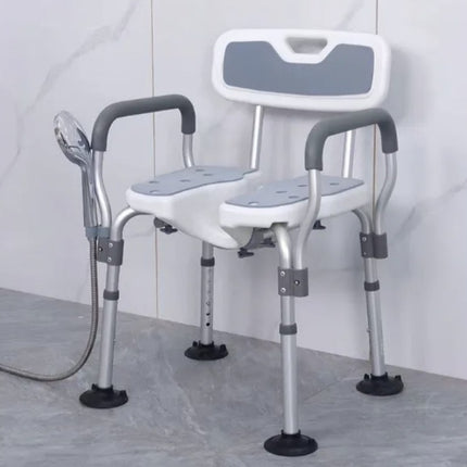 3D Groove Shower Chair with Armrests – Height-Adjustable, 200 kg Capacity