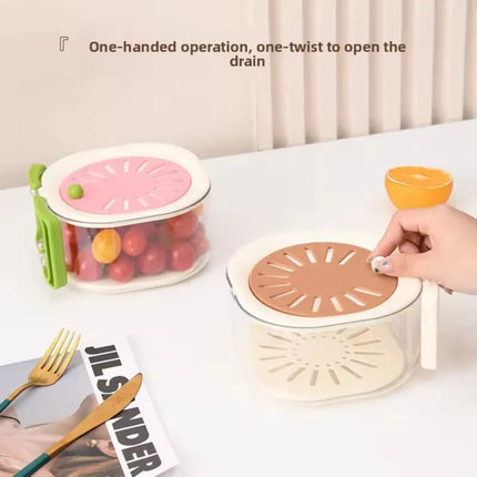 Fruit & Vegetable Drain Storage Box with Handle (Pack of 2)