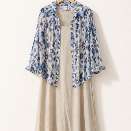 Elegant Printed Layered Maxi Dress Set for Women