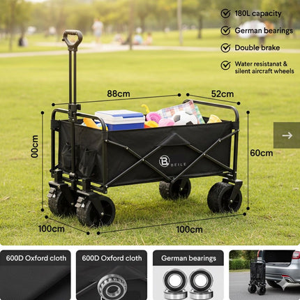 150Kg Load Capacity Heavy Duty Folding Outdoor Camping and Picnic Wagon Trolley