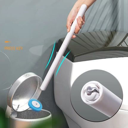 Disposable Toilet Brush Set with Wall Holder – Hands-Free Cleaning (+ Refill Heads)