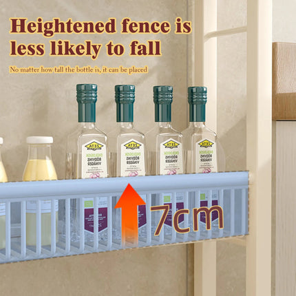 Slim Wall-Side Storage Rack 159.5 cm – Multi-Layer Kitchen & Bathroom Shelf with Hooks