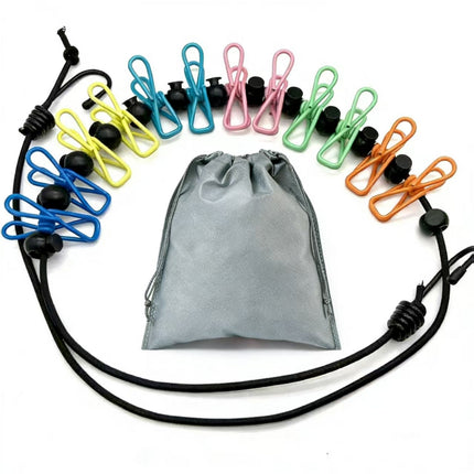 Windproof Stretchy Clothesline with Clips – Portable Travel Washing Line (Pack of 2)