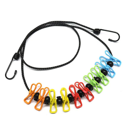 Windproof Stretchy Clothesline with Clips – Portable Travel Washing Line (Pack of 2)