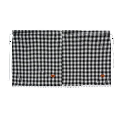 Gingham Car Privacy Curtain – Rear-Seat Partition with Pom-Pom Trim & Bear Tie-Backs
