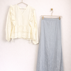 Cream Top + Dusty Blue Skirt