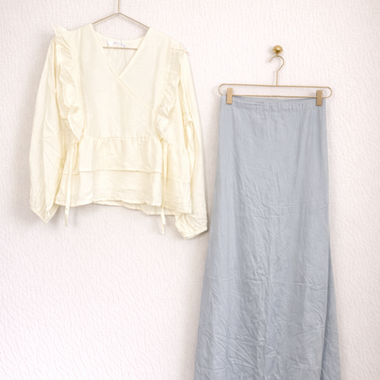 Elegant Cream Top & Maxi Skirt Co-ord Set – 4 Color Variants