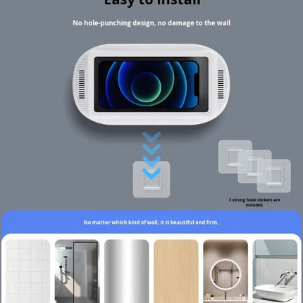Waterproof Shower Phone Holder – Anti-Fog, 480° Rotating, Touch-Screen Wall Mount