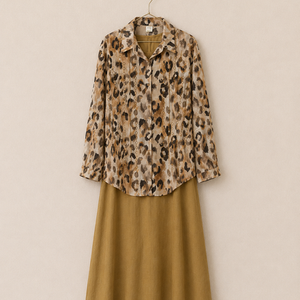 Elegant Printed Layered Maxi Dress Set for Women
