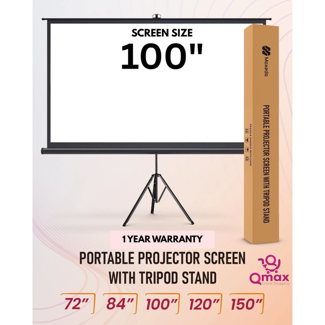 Moxedo Portable Carry N Go Projector Screen with Tripod Stand