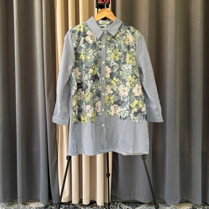 The 'Meadow' Embroidered Olive Green Tunic and Palazzo Set