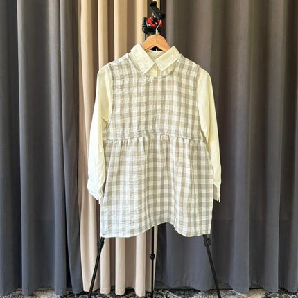Gingham Layered Long Sleeve Top