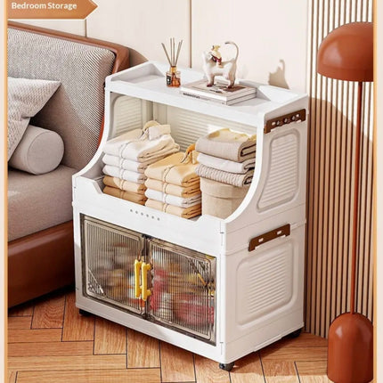 Foldable Storage Cabinet with Clear Doors & Wheels – 47 cm Wide (3 / 4 / 5 Layers)