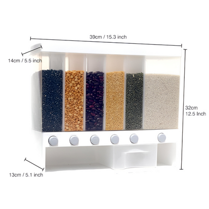 Multi-Section Cereal & Grain Dispenser – Dry Food Storage Container