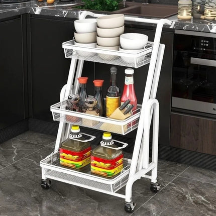 3-Tier Rolling Storage Cart with Wheels – Kitchen & Bathroom Organizer