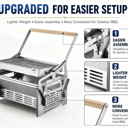 360° Flip-Over Portable BBQ Grill & Fire Pit – Stainless Steel Charcoal Grill with Carry Bag