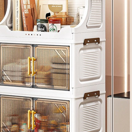 Foldable Storage Cabinet with Clear Doors & Wheels – 47 cm Wide (3 / 4 / 5 Layers)