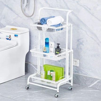 3-Tier Rolling Storage Cart with Wheels – Kitchen & Bathroom Organizer