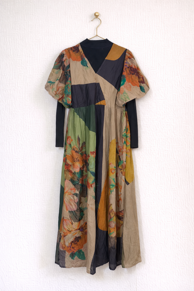 Elegant Printed Layered Maxi Dress