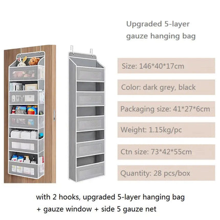 Over-Door Hanging Storage Organizer – Large Capacity with Clear Pockets