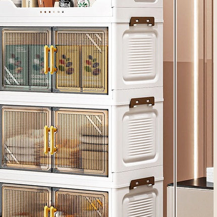 Foldable Storage Cabinet with Clear Doors & Wheels – 47 cm Wide (3 / 4 / 5 Layers)