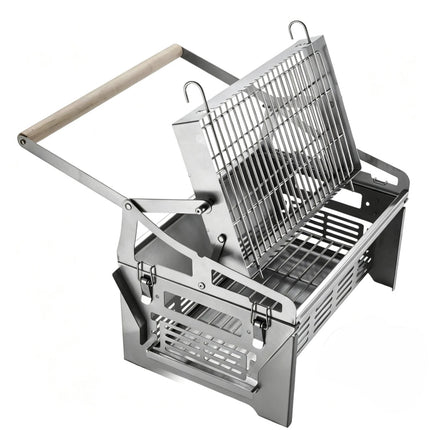 360° Flip-Over Portable BBQ Grill & Fire Pit – Stainless Steel Charcoal Grill with Carry Bag