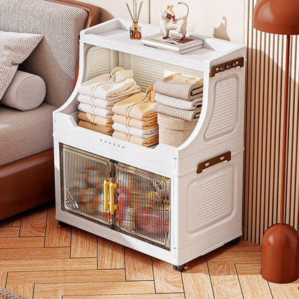 Foldable Storage Cabinet with Clear Doors & Wheels – 47 cm Wide (3 / 4 / 5 Layers)