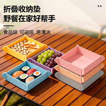 Foldable Magnetic Silicone Mat &amp; Tray – Heat-Resistant 2-in-1 Storage Pad