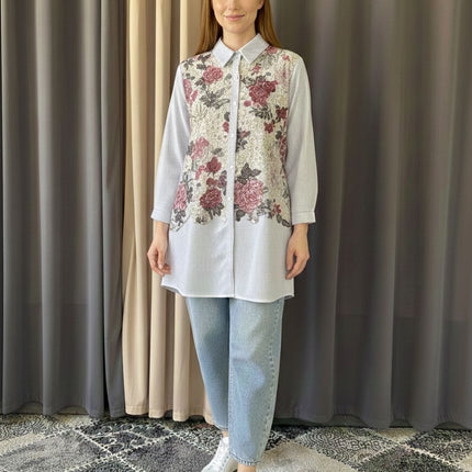 The 'Meadow' Embroidered Olive Green Tunic and Palazzo Set