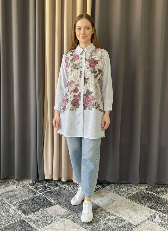 The 'Meadow' Embroidered Olive Green Tunic and Palazzo Set