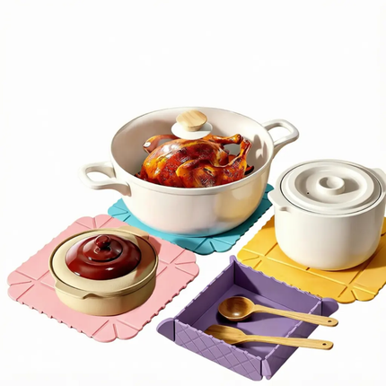 Foldable Magnetic Silicone Mat &amp; Tray – Heat-Resistant 2-in-1 Storage Pad