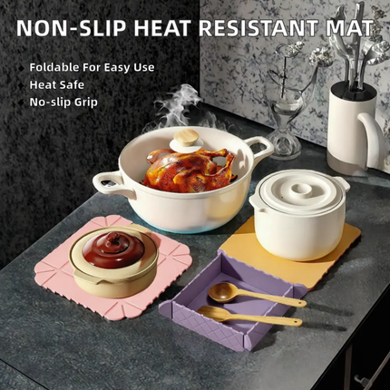 Foldable Magnetic Silicone Mat &amp; Tray – Heat-Resistant 2-in-1 Storage Pad