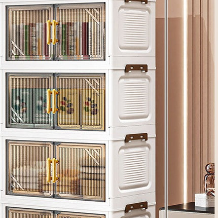 Foldable Storage Cabinet with Clear Doors & Wheels – 47 cm Wide (3 / 4 / 5 Layers)
