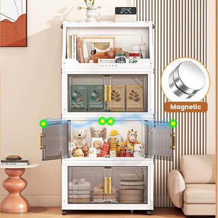 Foldable Storage Cabinet with Clear Doors & Wheels – 47 cm Wide (3 / 4 / 5 Layers)