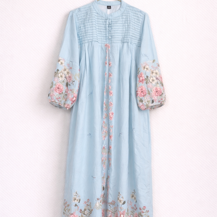 Embroidered Floral Maxi Dress for Women | Modest Long Dress