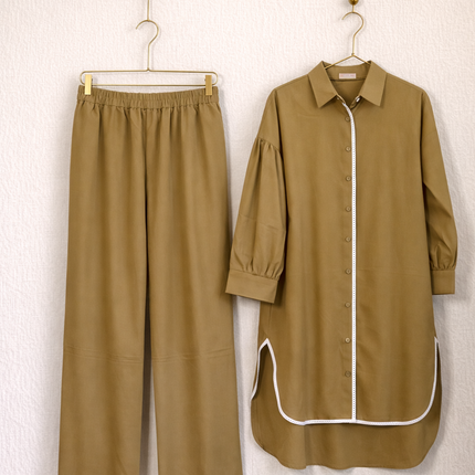 Women’s Modest Co-Ord Set | Long Shirt & Wide Leg Pants