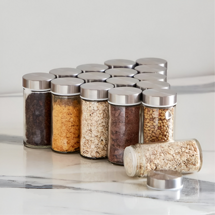🌿 Premium 16 Jars Stainless Steel Rotating Spice Jar Set